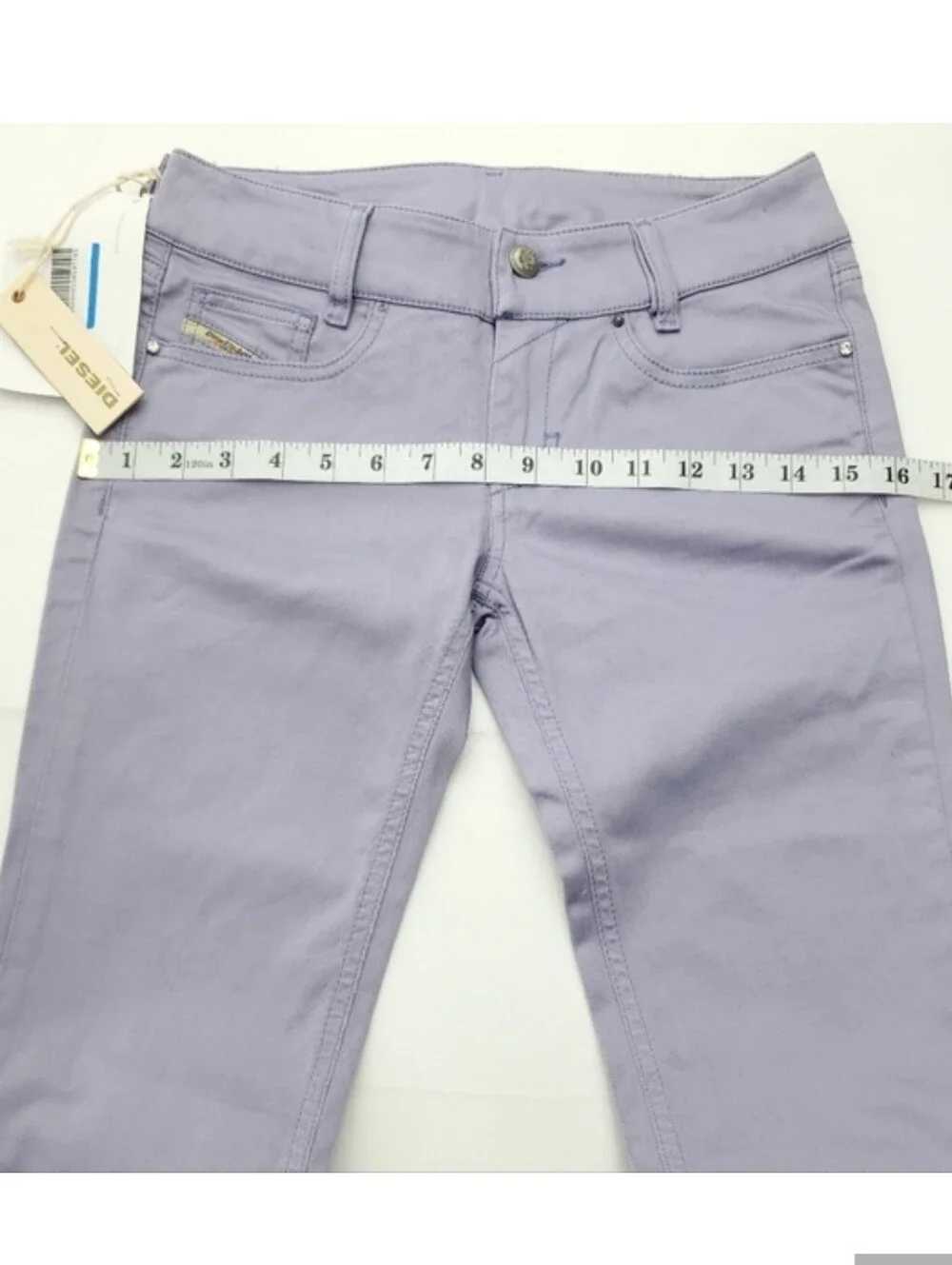 NEW Diesel Womens Low Rise Flare Pants Lilac Stretch Cotton Blend Size 25